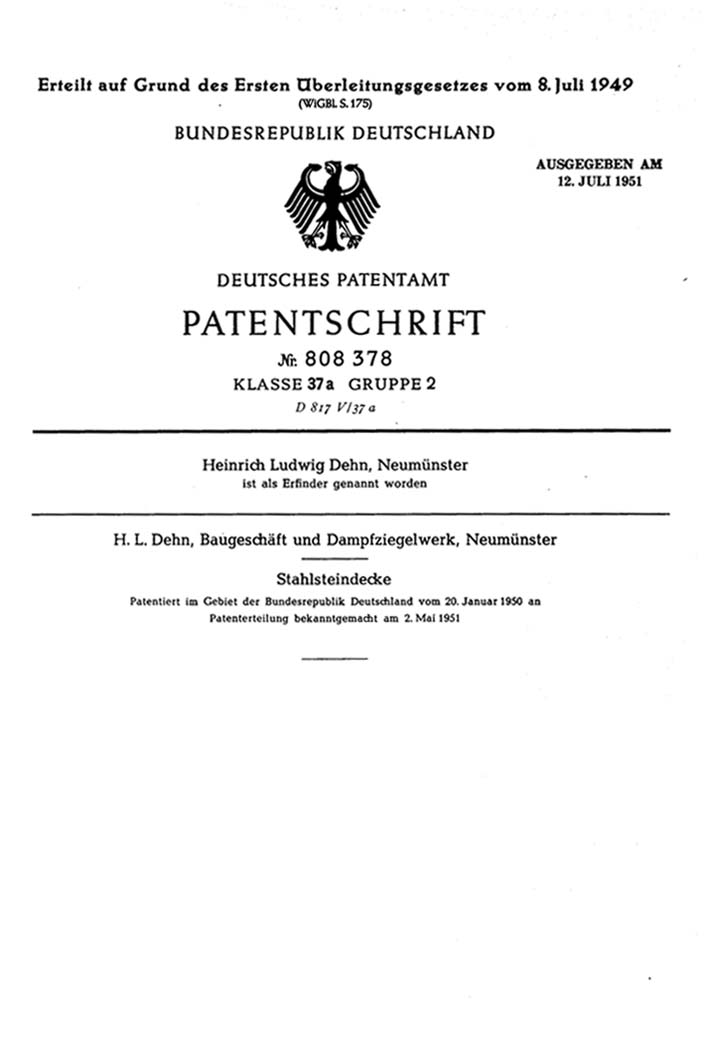 Patent Stahlsteindecke