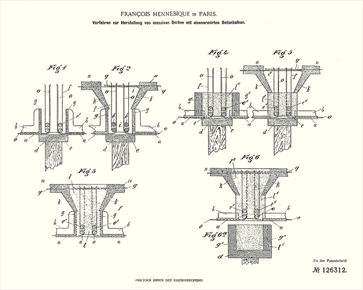 Patent von 1897 für Decken mit eisenarmierten Betonbalken